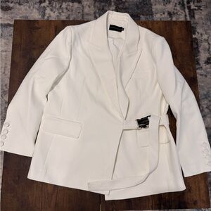 Women's White Blazer with Belt